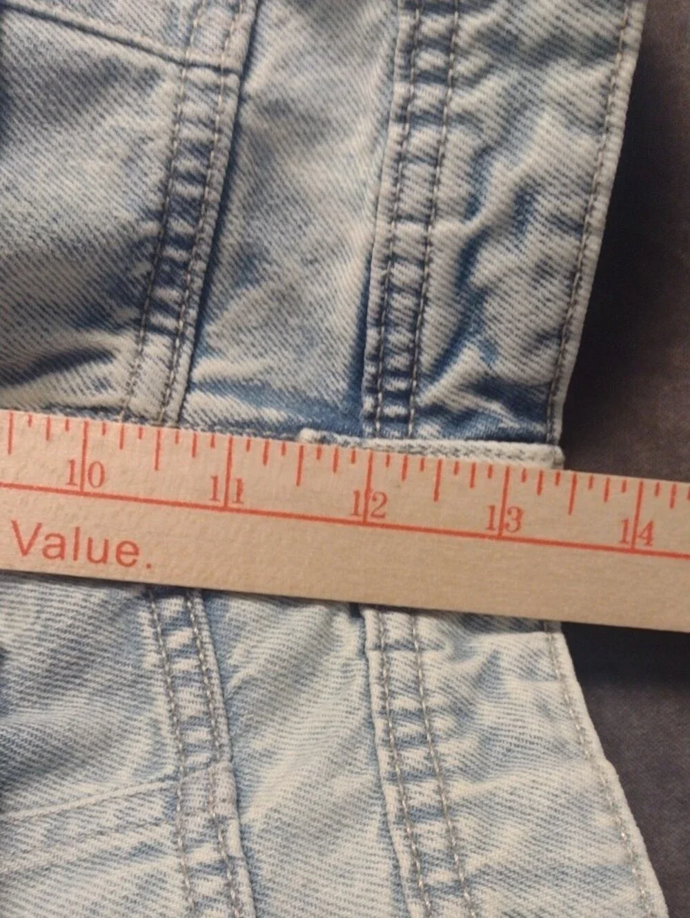 Divided Light Blue Wms Size 6/30 Flare  13" Bell Bottom Front Flap Pockets - Picture 10 of 16